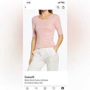 Brand new with tags caslon scoop neck, elbow sleeve t-shirt in pink size xsmall
